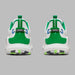 G/FORE MG4+ O2 Perforated Men's Spikeless Golf Shoes in white and green, view of the heel of the pair
