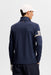 J.Lindeberg Heath Strike Quarter Zip Golf Mid Layer in jl navy on model, back view
