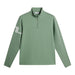 J.Lindeberg Heath Strike Quarter Zip Golf Mid Layer in hedge green showing the full view of the front of the garment, clearly seeing the JL logos
