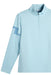 J.Lindeberg Heath Strike Quarter Zip Golf Mid Layer in light blue, close up of logo on sleeve