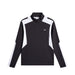 J.Lindeberg Lukas 1/4 Zip Golf Mid Layer in black with white panels. Front view