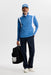 J.Lindeberg Lukas 1/4 Zip Golf Mid Layer in federal blue, on model, full view of outfit