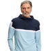 J.Lindeberg Sole Golf Hoodie in navy and blue on model showing front of garment