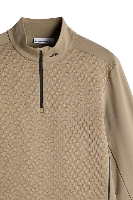close up of beige J.Lindeberg Lassy Quarter Zip Golf Mid Layer
