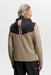 back of J.Lindeberg Maclean Quarter Zip Golf Hoodie in black and beige on a male model
