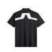 J.Lindeberg KV Golf Polo Shirt in black with white JL bridge across back of shirt