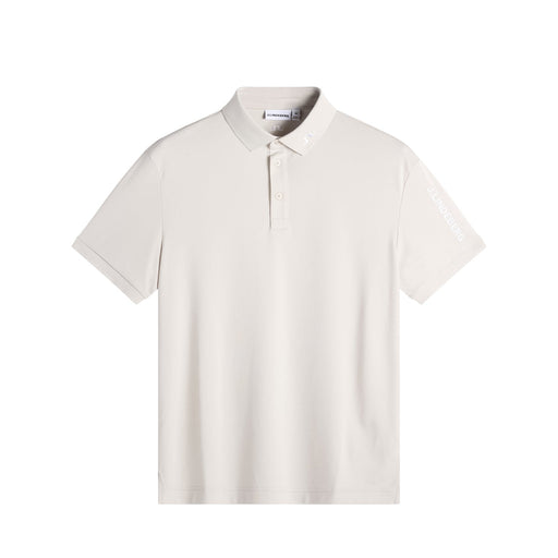 J.Lindeberg Tour Tech Golf Polo Shirt. A plain JL polo shirt in moonbeam. Showing front of shirt