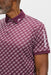 J.Lindeberg Tour Tech Print Golf Polo Shirt in winetasting burgundy on model