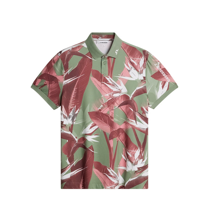 J.Lindeberg Lukas 1/4 Zip Golf Mid Layer in hedge green with red and pink floral pattern - 2026