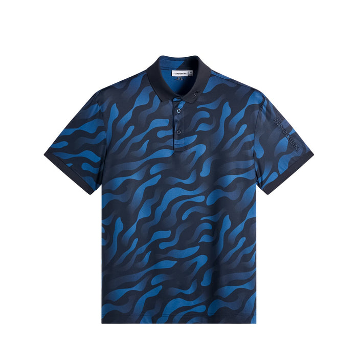 J.Lindeberg Tour Tech Print Golf Polo Shirt in buker fade navy 