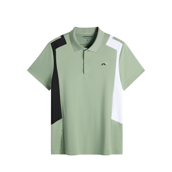J.Lindeberg Legacy Golf Polo Shirt in hedge green with black and white panels