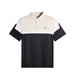 J.Lindeberg Emil Golf Polo Shirt in black and brindle. Showing full view of two tone shirt 