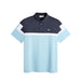 J.Lindeberg Emil Golf Polo Shirt in two tone blue and navy. View from the front