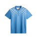 J.Lindeberg Finn Print Golf Polo Shirt in federal blue and white. Front view of the polo