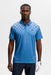 J.Lindeberg Finn Print Golf Polo Shirt in federal blue and white on model facing forwards showing whole front