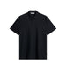 J.Lindeberg Kofe Golf Polo Shirt in black, showing full front of the polo