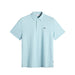 J.Lindeberg Kofe Golf Polo Shirt in light blue, front view of the polo shirt, logo seen clearly