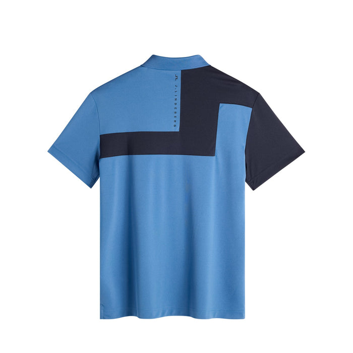 J.Lindeberg Rody Golf Polo Shirt - in federal blue showing the back design and J.lindeberg logo
