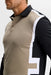 close up on model of the J.Lindeberg Finn Golf Polo Shirt in black and beige