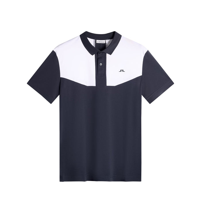 front of the J.Lindeberg Calex Golf Polo Shirt in white and navy