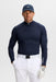 front facing model wearing the J.Lindeberg Ello Brushed Top Golf Base Layer in navy