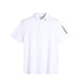 J.Lindeberg Tour Tech Golf Polo Shirt in white. Showing front of plain shirt JL logos on collar and sleeve