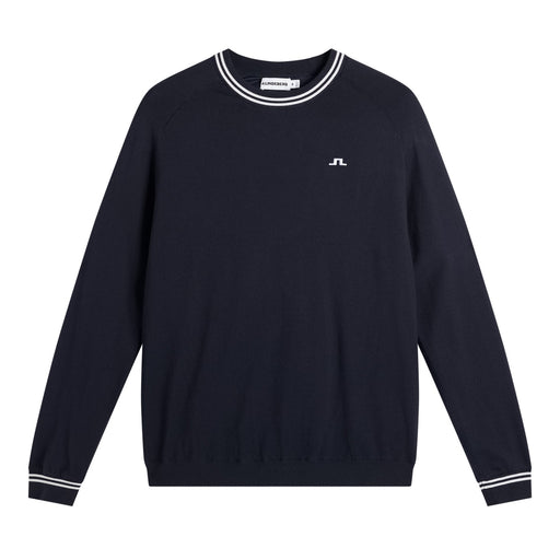 Front of the J.Lindeberg Kenny Windbreaker Knit Golf Sweatshirt in navy with white trim