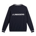 back of the navy J.Lindeberg Kenny Windbreaker Knit Golf Sweatshirt with large j.lindeberg logo