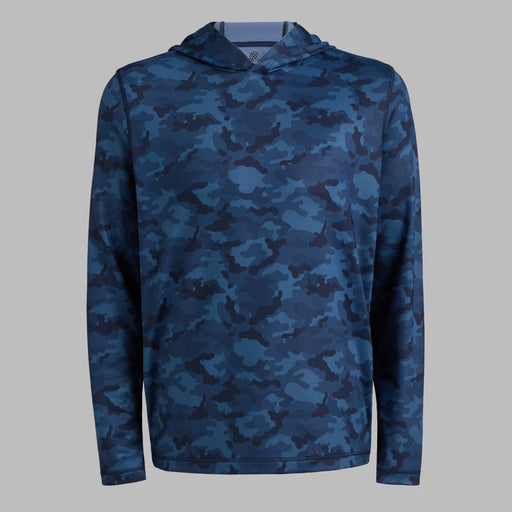 G/FORE Brushed Back Tech Terry Golf Hoodie in all over navy camo, view of the front