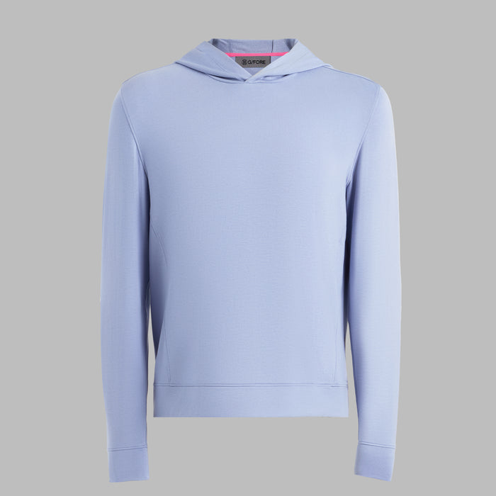 G/FORE All Play Terry Golf Hoodie in light blue, front view of the hoodie