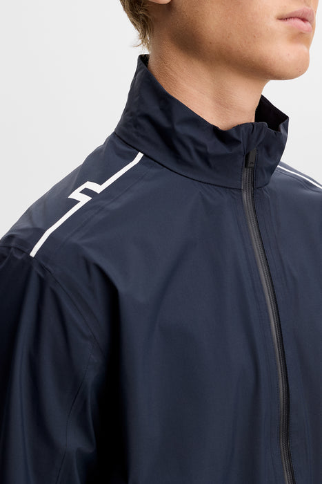 close up of shoulder detail on the J.Lindeberg Shay Rain Waterproof Golf Jacket in navy