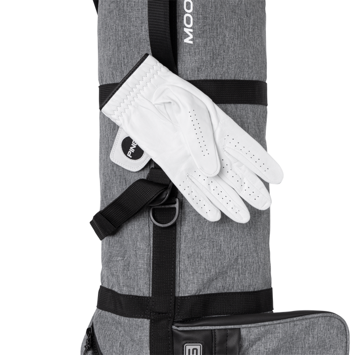 PING Moonlite Golf Stand Bag in grey, close up of glove patch