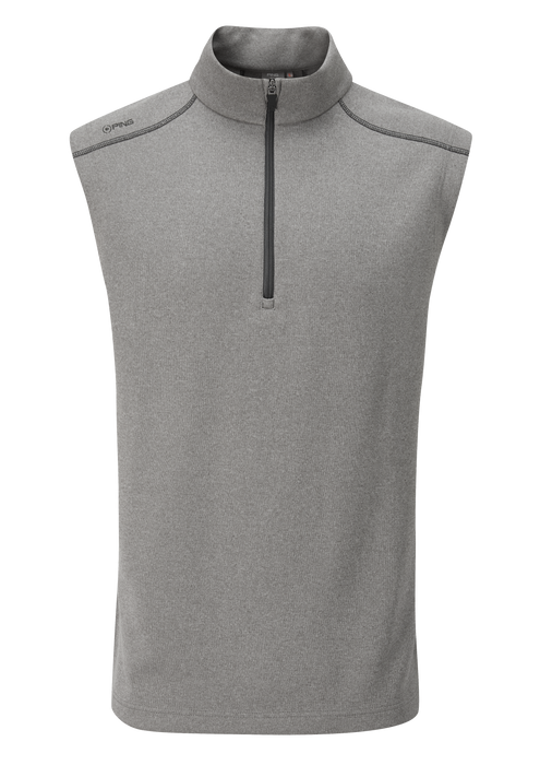 front of the Ping Ramsey Men's Ribbed Golf Vest in ash marl grey