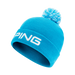 PING Classic Bobble Golf Hat in cyan with a white embroidered logo, ribbed knit design, and a matching bobble top.