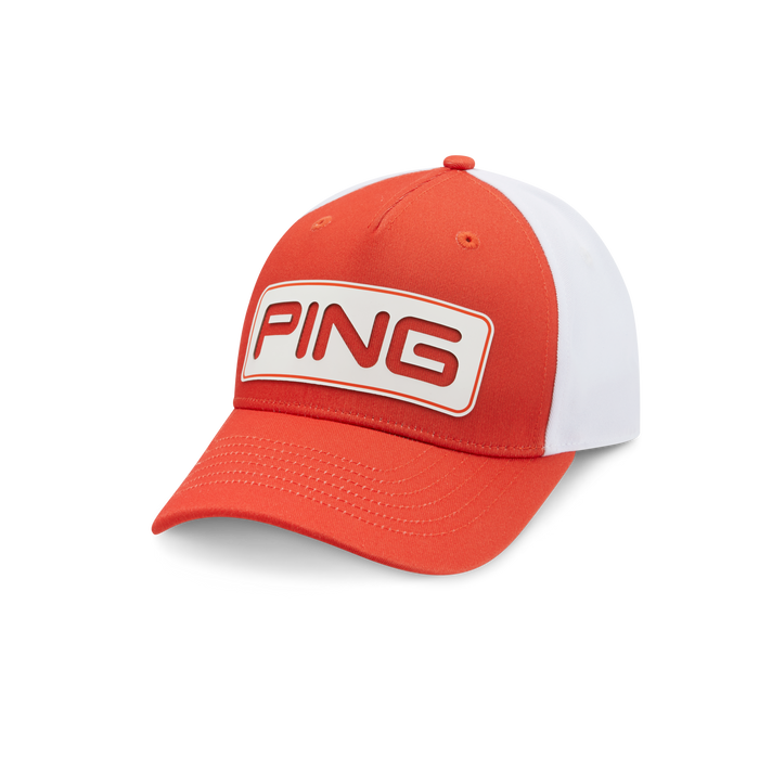 Ping Tour Classic Golf Hat, front view of orange and white