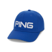 PING Unstructured Golf Hat in blue, front view of hat showing logo