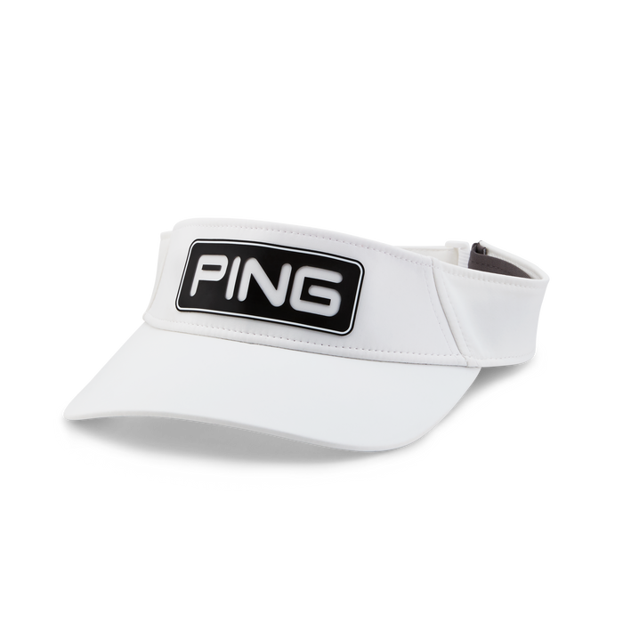 PING Tour Golf Visor in white front view of logo 