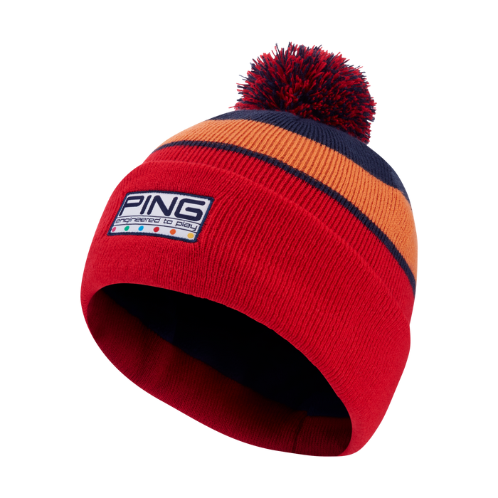 PING Colour Code Bobble Golf Hat in tomato red mutli