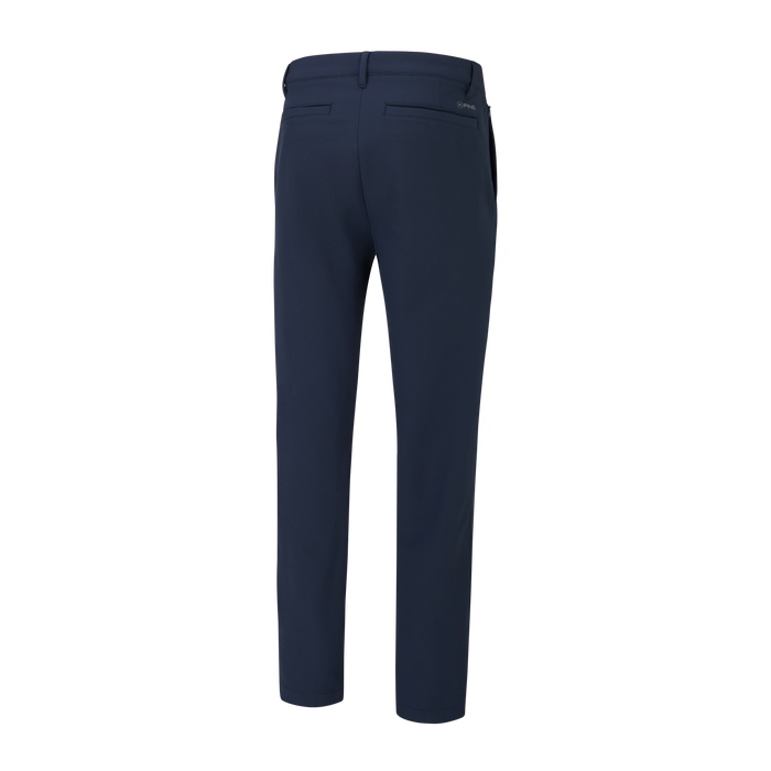 Back view of Ping SensorWarm II men's winter golf trousers in navy, featuring two back pockets and a small Ping logo.