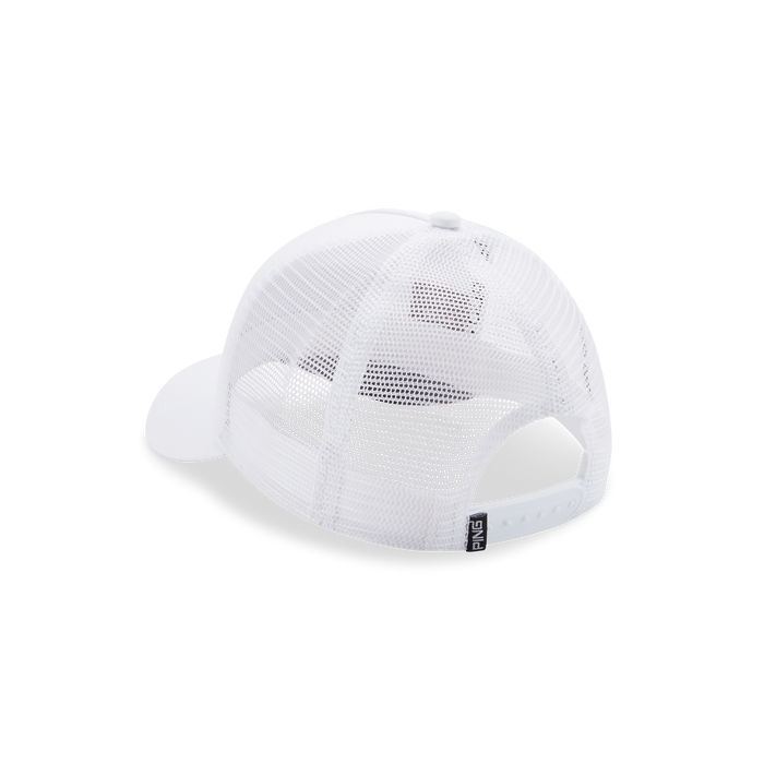 PING 59 Trucker Golf Hat showing mesh back of hat and adjustable strap