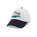 PING Retro Golf Hat in white and navy showing retro logo and peak