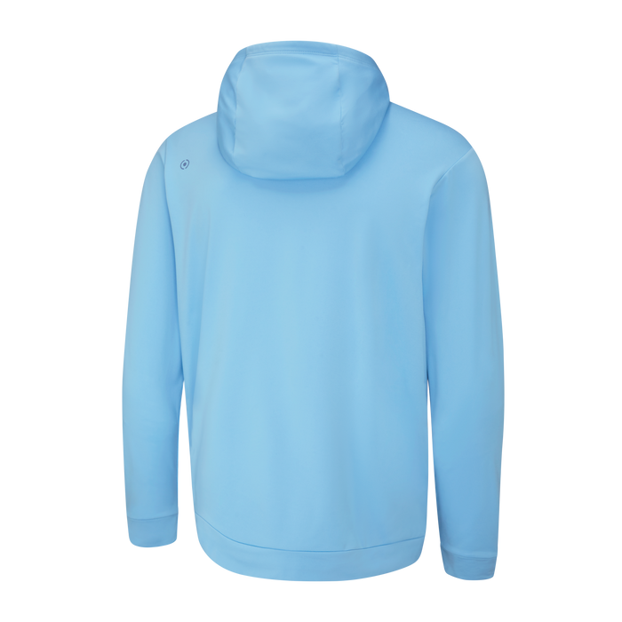 Ping Haldon Midlayer Golf Hoodie - back of the light blue hoodie on a white background