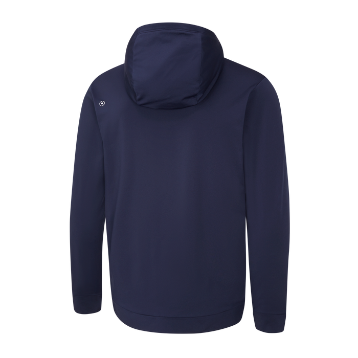 Ping Haldon Midlayer Golf Hoodie - Back of the Navy blue hoodie shown from the back on a white background