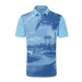 Ping Tiago Jacquard Golf Polo Shirt - Blue polo shirt with golf course design on a white background