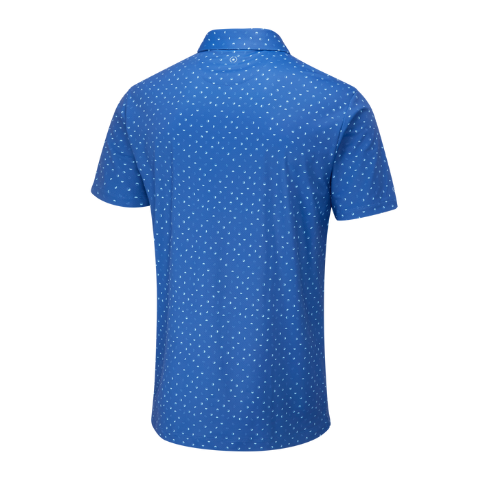 Ping Ephron Printed Golf Polo Shirt - Blue polo shirt with white dot pattern on a white background