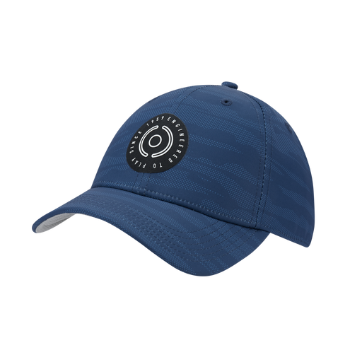 Ping Oakes Camo Printed Golf Hat in navy showing the big black logo on the front