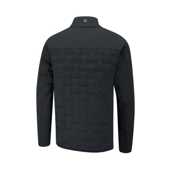 A black PING Norse Cocoon 2.0 Men's Golf Jacket, quilted with a stand-up collar, shown from the back on a clean white background.