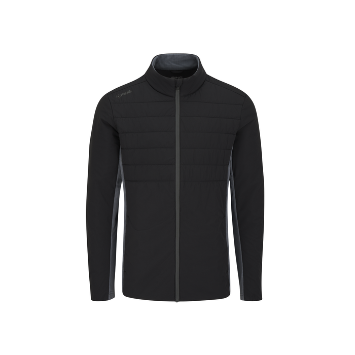 front of the PING Cassian Men's Hybrid Golf Jacket in black
