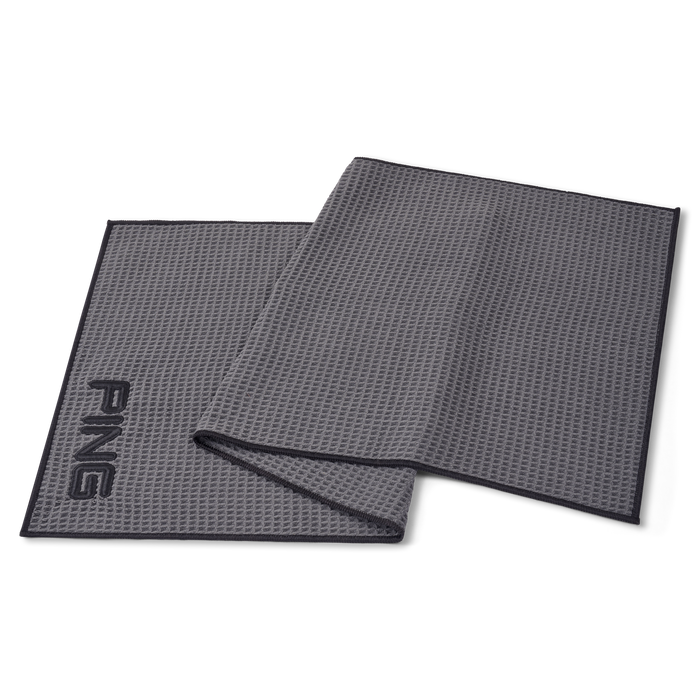 PING Tour Golf Towel in dark grey folded