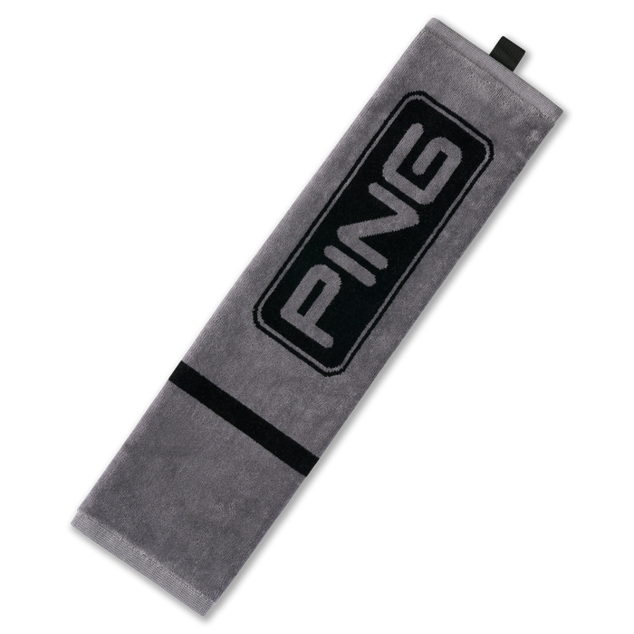 PING Tri-Fold Golf Towel - grey with black logo